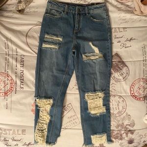 Fashion Nova Ripped MidWash Boyfriend Jeans